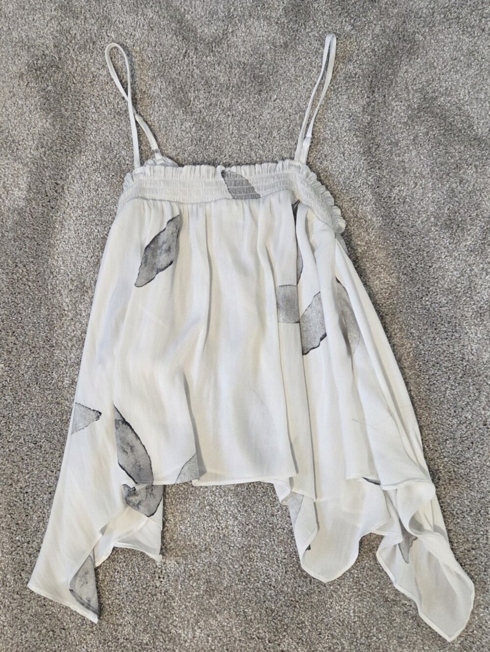 White Silky Leaf Print Blouse